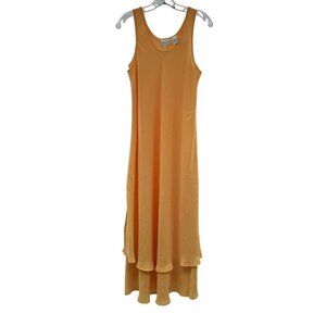 Apart Impressions Women's Layered Maxi Dress Sleeveless Yellow Medium Petite